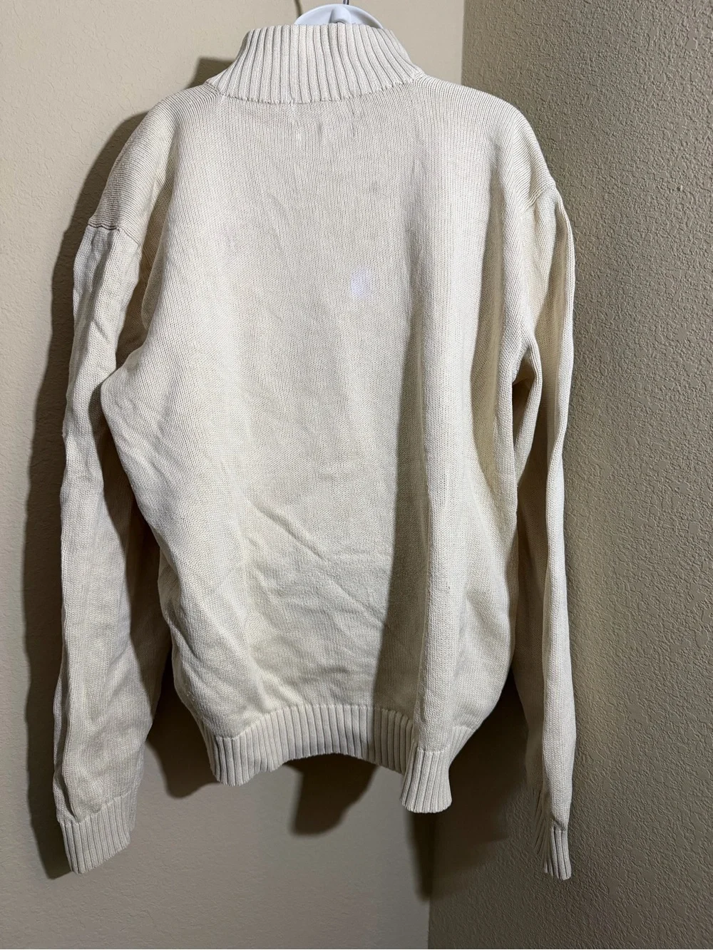Polo by Ralph Lauren Cream Quarter-Zip Knit Pullover 100% cotton XL mock neck